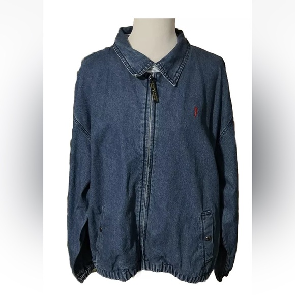 Eagles Ridge 19th Hole Cotton Blue Denim Golf Jacket, Men’s Size L, Preowned - Picture 1 of 4
